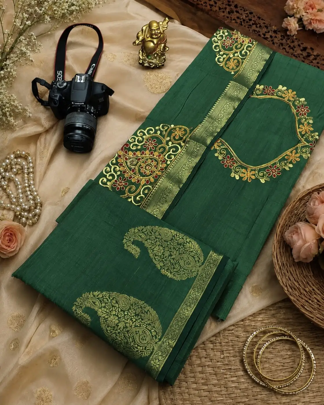 Paisley Arch Zari Embroidered Tussar Silk Saree